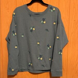 Coldwater Creek Blue Floral Sweater
